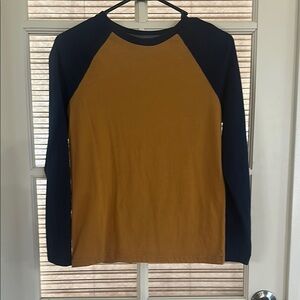 Navy and Mustard Long Sleeve Raglan Shirt